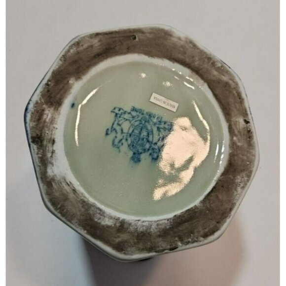 Vtg Victoria Ware Octagonal 1920's  Ironstone Blue Pitcher 7" Tall by 8" Wide - Picture 10 of 13